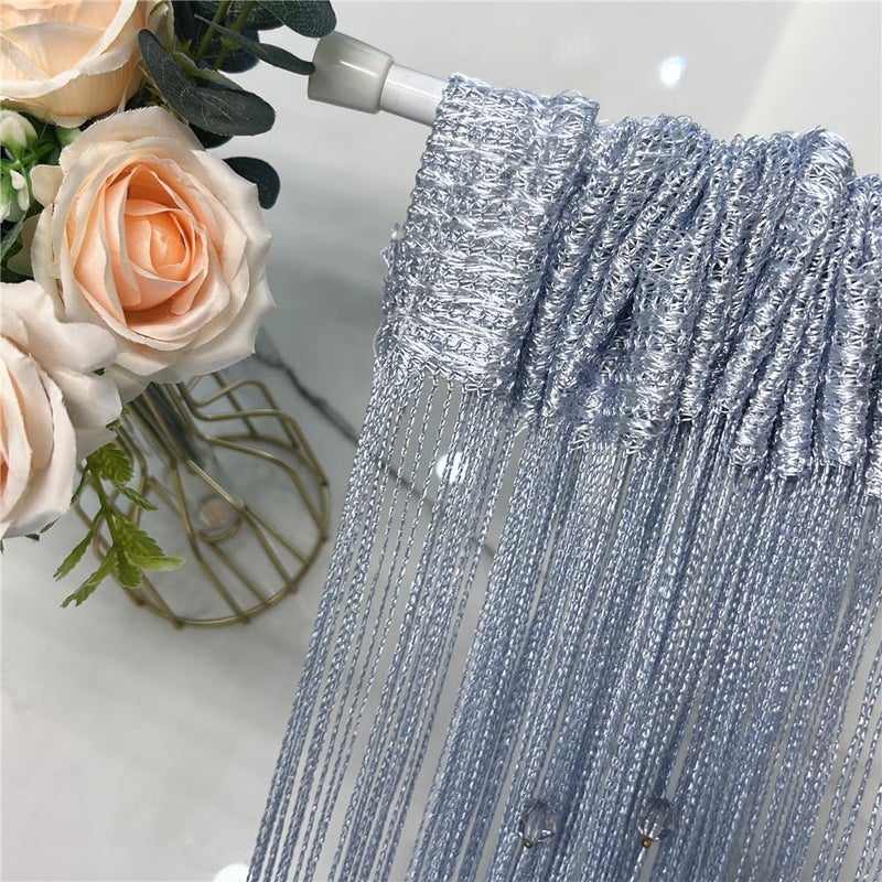 Eve Split Decorative Door String Curtain Wall Panel Fringe Window Room Divider Blind for Wedding Coffee House Restaurant Parts Crystal Tassel Screen Home Decoration (silver002) - Image 5